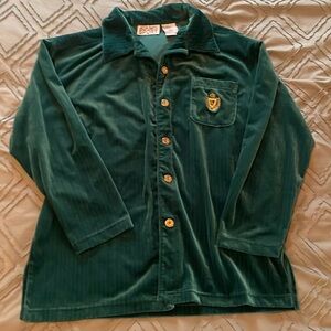 Vintage Jaclyn Smith Sport women’s velvet jade green button-up shirt, sz M